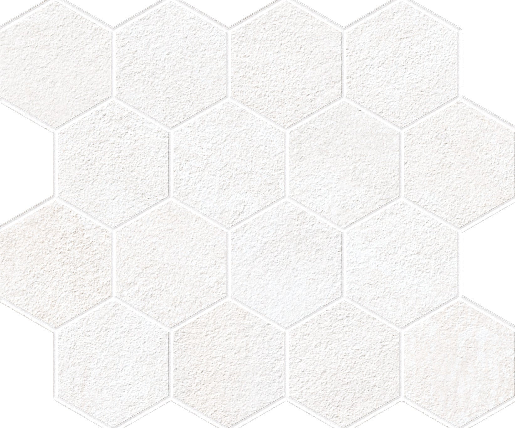 landmark 9mm explore arctic white hexagon mosaic 12x10x9mm matte rectified porcelain tile distributed by surface group international