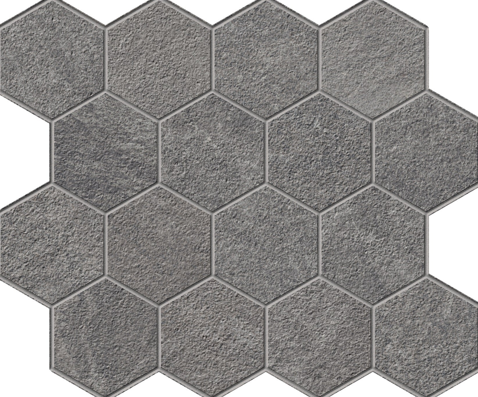 landmark 9mm explore volcanic black hexagon mosaic 12x10x9mm matte rectified porcelain tile distributed by surface group international