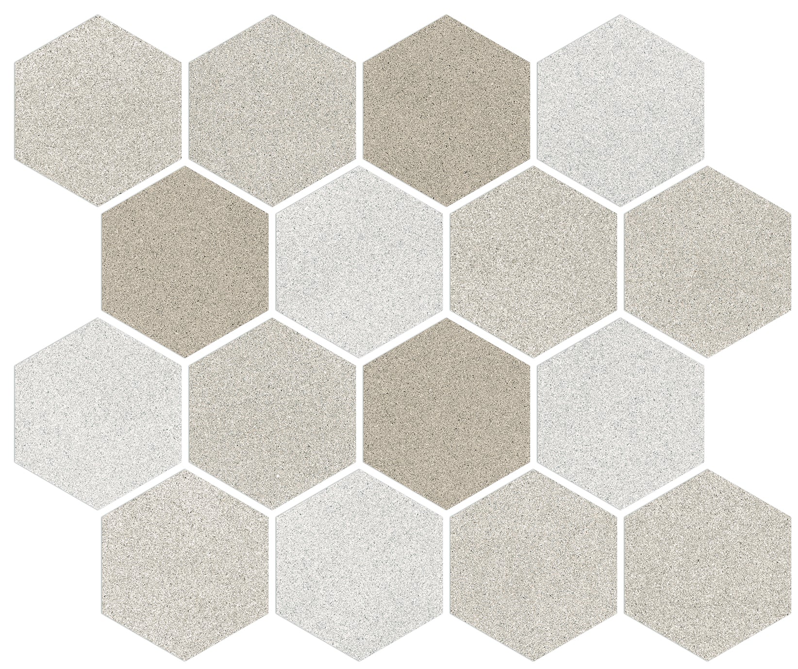 landmark 9mm masterplan hex multicolor warm hexagon mosaic 10x12x9mm matte rectified porcelain tile distributed by surface group international