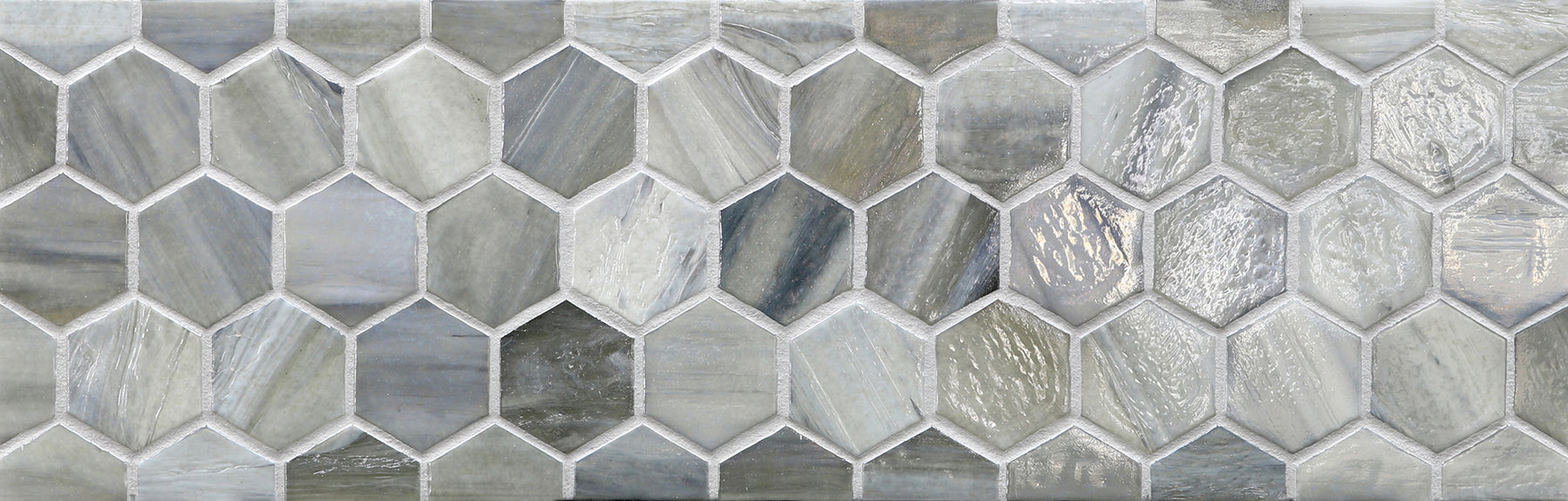 JAW: Torino 2" Hexagonal Border Mosaic (11.64"x5.83" | pearl)