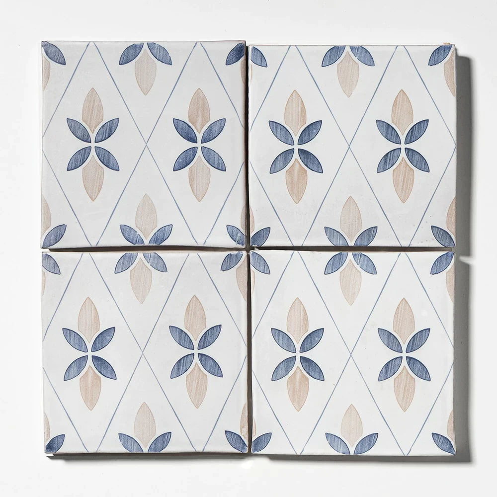 leitmotif jaunty leaves ceramic deco tile 6x6x3_8 matte distributed by surface group