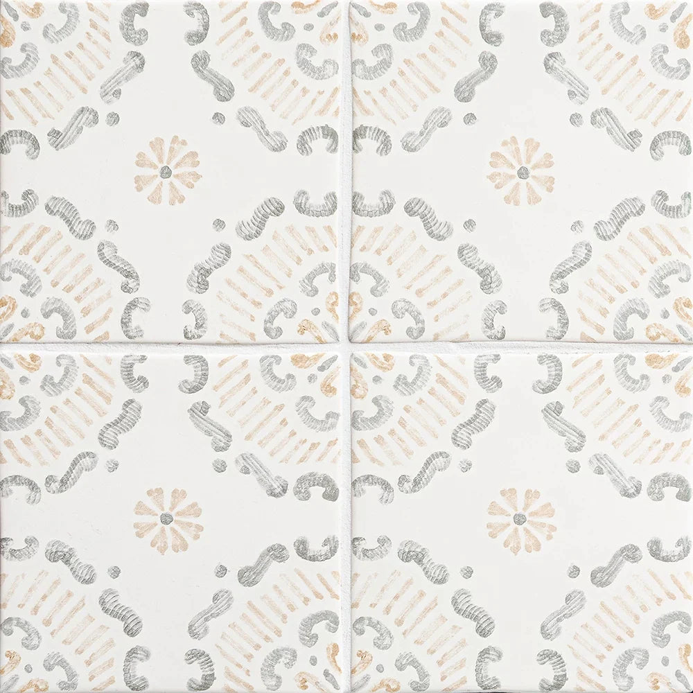 marsala bianco milazzo ceramic deco tile 6x6x3_8 glossy distributed by surface group
