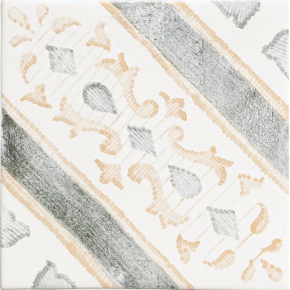 marsala bianco rogusa ceramic deco tile 6x6x3_8 glossy distributed by surface group