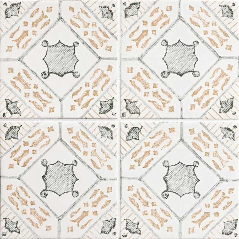 marsala bianco taormina ceramic deco tile 6x6x3_8 glossy distributed by surface group
