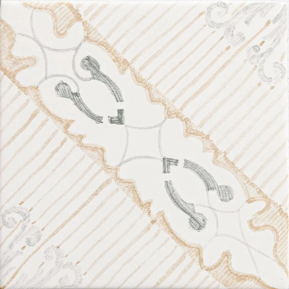 marsala bianco tropani ceramic deco tile 6x6x3_8 glossy distributed by surface group