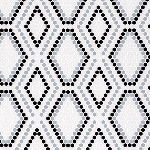 GEOMETRO: Python Hopi Hexagonal Recycled Glass Mosaic (12 1/8"x12 1/4"x3/8" | Matte)