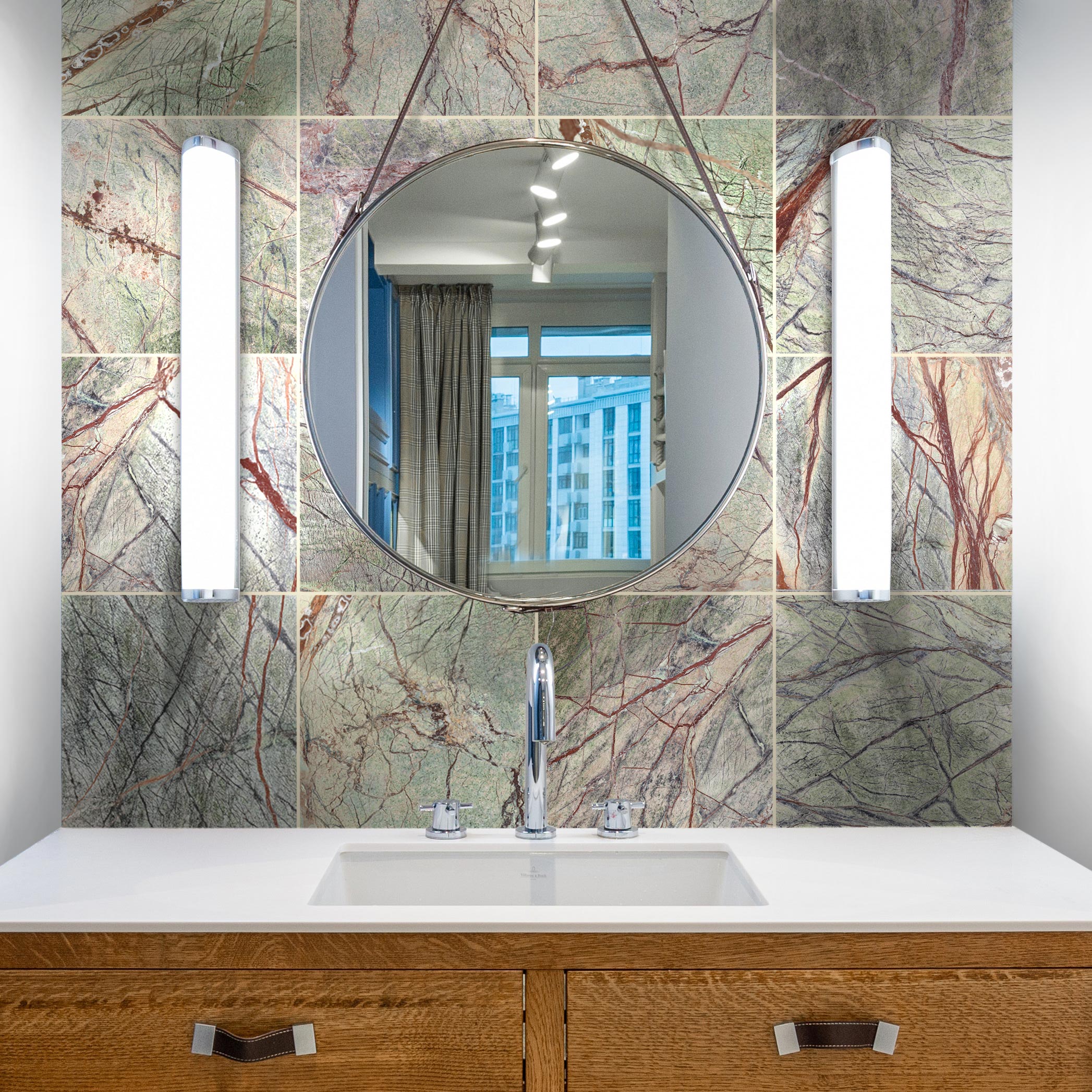 RAIN FOREST GREEN: Marble Square Field Tile (12"x12"x3/8" | Polished)