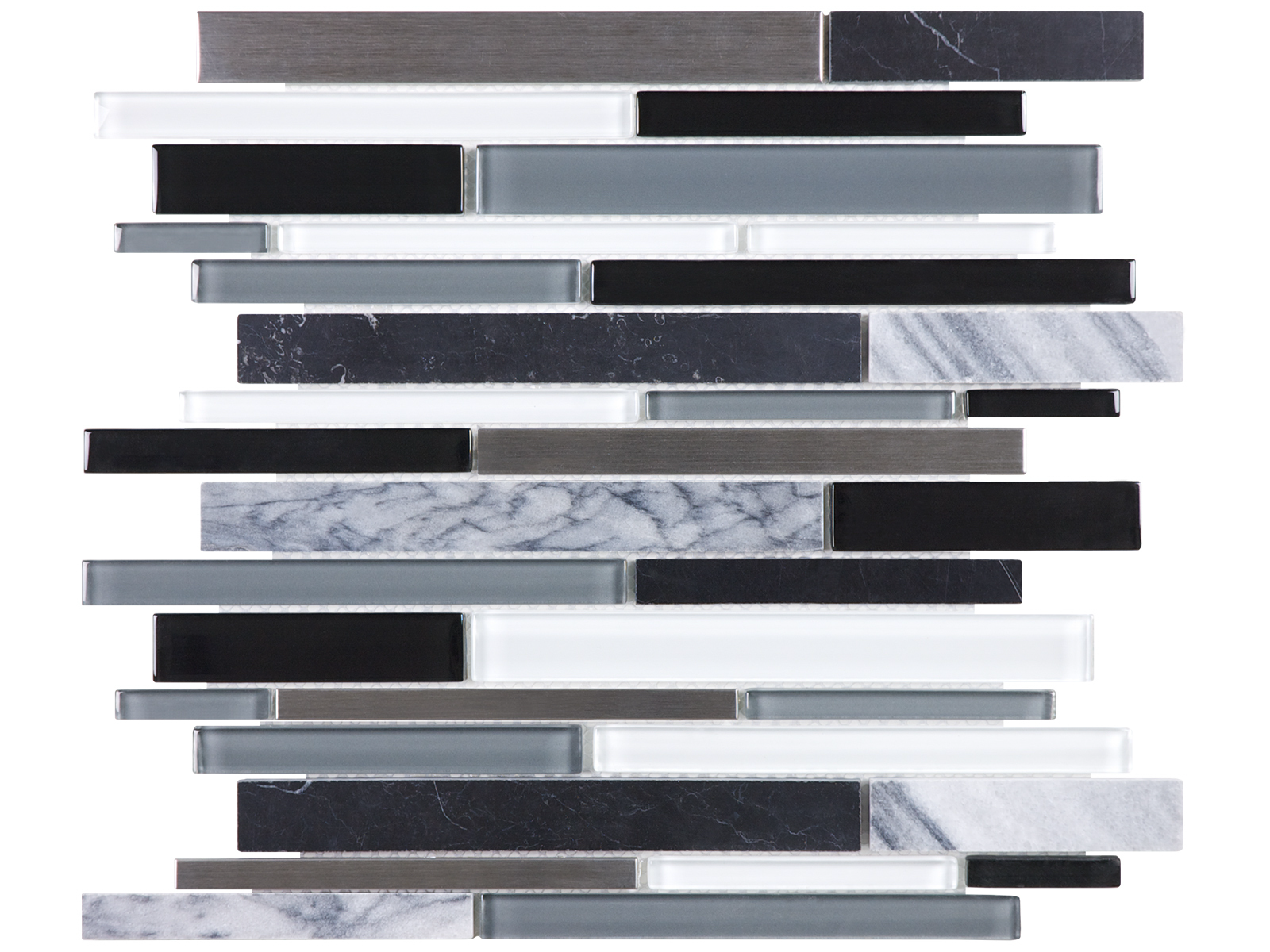 anatolia glass stone arctic night random strip glass stone blend multi glass wall mosaic multi multi mesh sold by surface group international