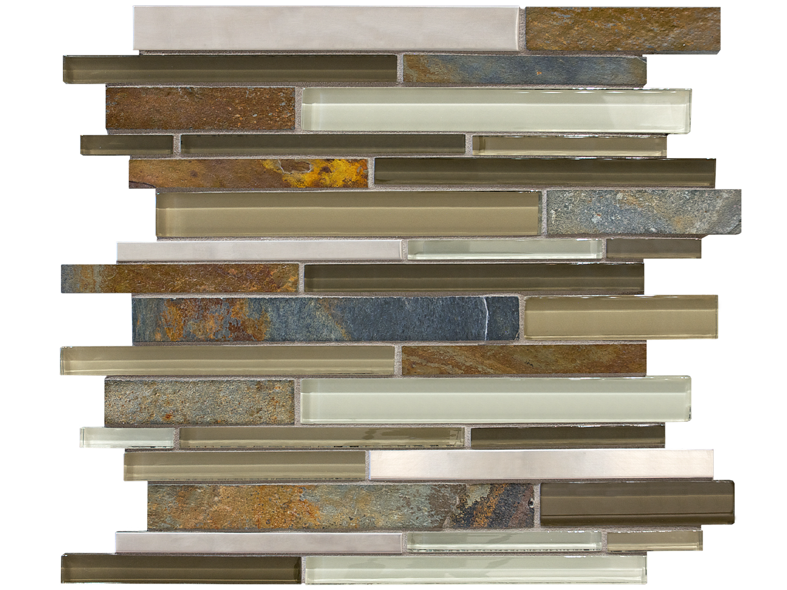 anatolia glass stone nature trail random strip glass stone blend multi glass wall mosaic multi multi mesh sold by surface group international