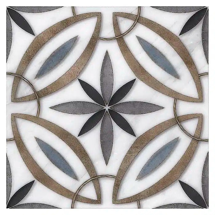 windrose breeze carrara blanco natural marble deco tile 12x12 surface group stone impressions