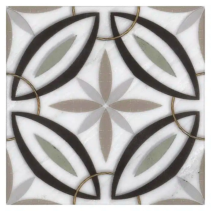 windrose earth carrara blanco natural marble deco tile 12x12 surface group stone impressions