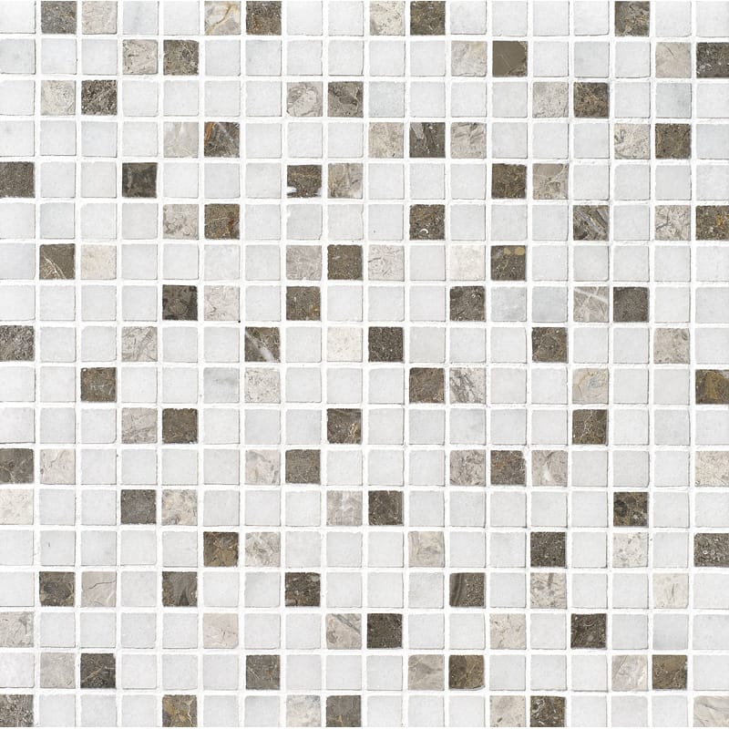 avalon marble straight edge joint 5 of 8 by 5 of 8 inch square shape natural stone mosaic sheet polished finish 12 by 12 by 3 of 8 straight edge for interior and exterior applications in shower kitchen bathroom backsplash floor and wall produced by marble systems and distributed by surface group international