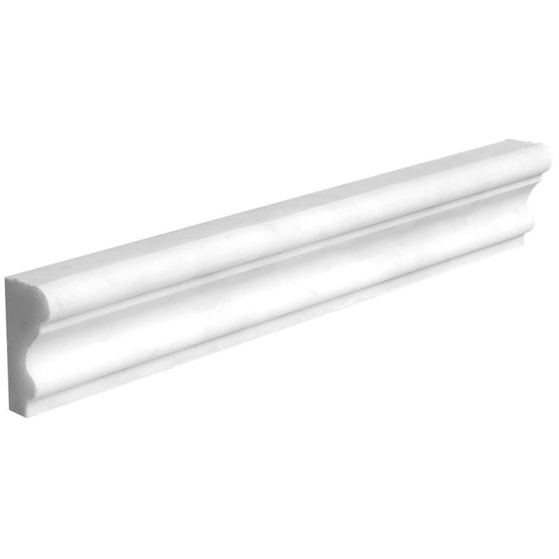 thassos white marble natural stone molding andorra chairrail trim polished finish 2 by 12 by 1 straight edge for interior and exterior applications in shower kitchen bathroom backsplash floor and wall produced by marble systems and distributed by surface group international