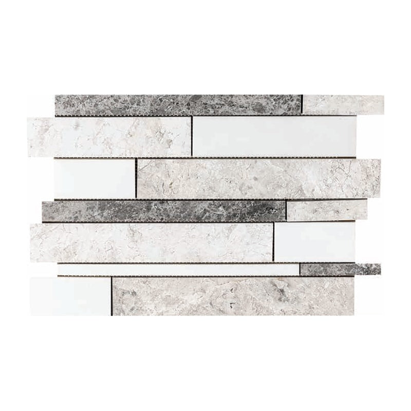 granada blend marble slides rectangle shape natural stone mosaic sheet polished finish 11 by 17 by 1 of 2 straight edge for interior and exterior applications in shower kitchen bathroom backsplash floor and wall produced by marble systems and distributed by surface group international