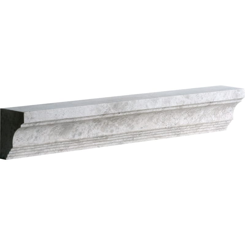 silver shadow marble natural stone molding modern cornice trim honed finish 2 by 12 by 1 of 2 straight edge for interior and exterior applications in shower kitchen bathroom backsplash floor and wall produced by marble systems and distributed by surface group international