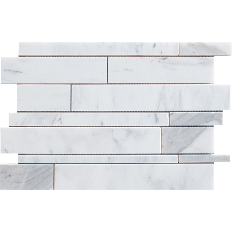 calacatta gold royal marble slides rectangle shape natural stone mosaic sheet honed finish 11 by 17 by 1 of 2 straight edge for interior and exterior applications in shower kitchen bathroom backsplash floor and wall produced by marble systems and distributed by surface group international