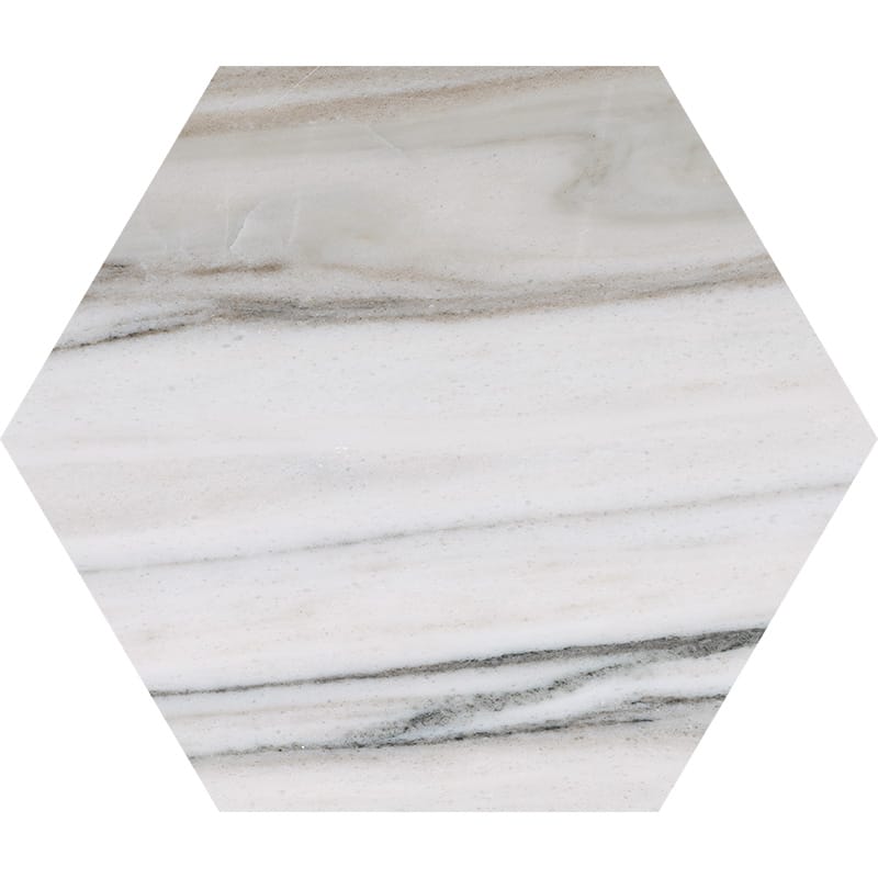skyline cross cut marble natural stone waterjet tile hexagon shape honed finish 5 by side diameterx3 of 8 straight edge for interior and exterior applications in shower kitchen bathroom backsplash floor and wall produced by marble systems and distributed by surface group international