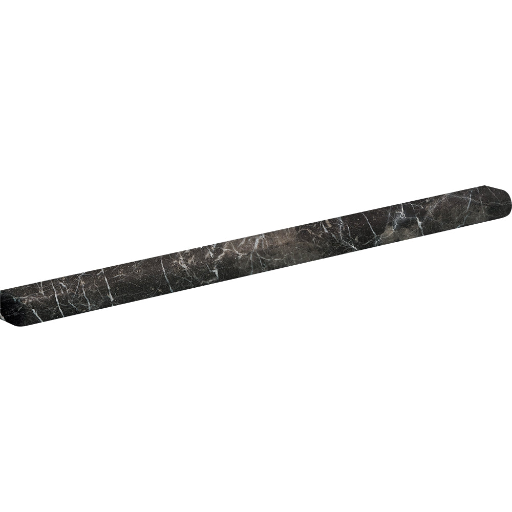 iris black marble natural stone molding pencil liner trim honed finish 1 of 2 by 12 by 11 of 16 straight edge for interior and exterior applications in shower kitchen bathroom backsplash floor and wall produced by marble systems and distributed by surface group international
