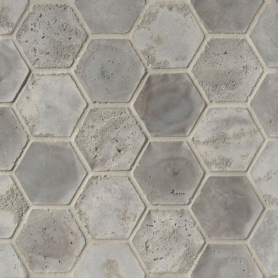 Artillo Concrete Field Tile: Sidewalk Gray Hexagon (6-Inch)