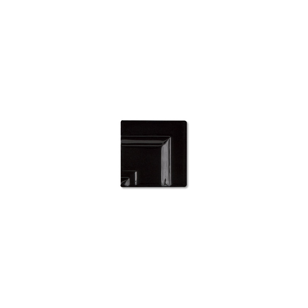 adex ceramic tile for indoor wall and or floor neri black molding basic crown frame corner glossy solid mono embossed reliefed 2_8x2_8 distributed by surface group international