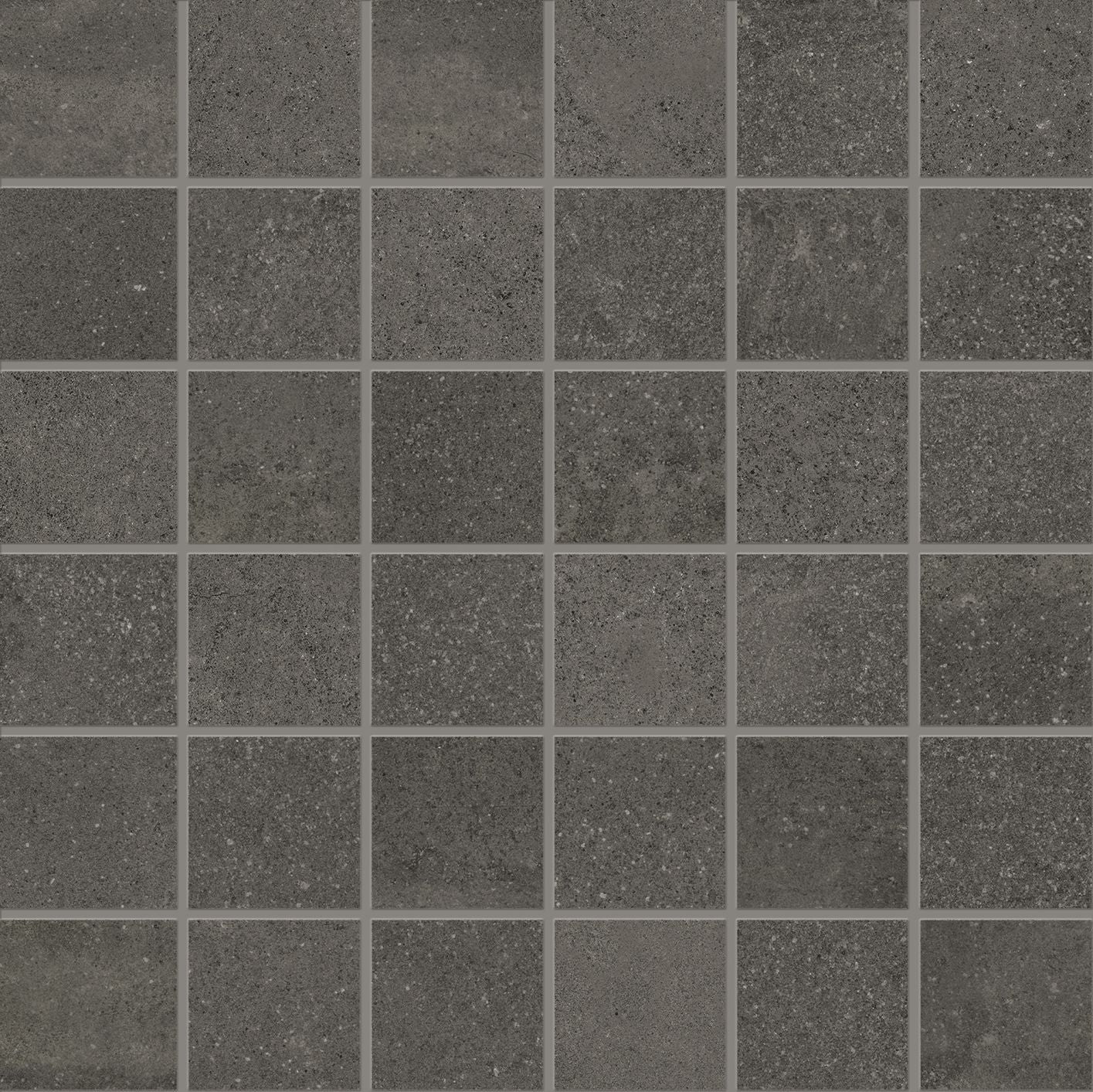 Be-Square: Concrete Black Straight Stack 1x1 Mosaic (12"x12"x9.5-mm | matte)