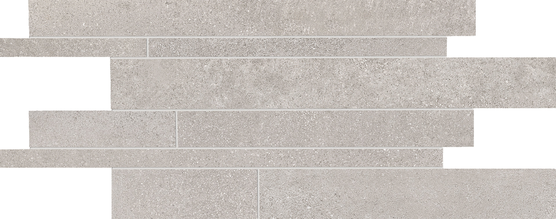 Be-Square: Concrete Concrete Listelli Sfalsati Slides Mosaic (12"x24"x9.5-mm | matte)