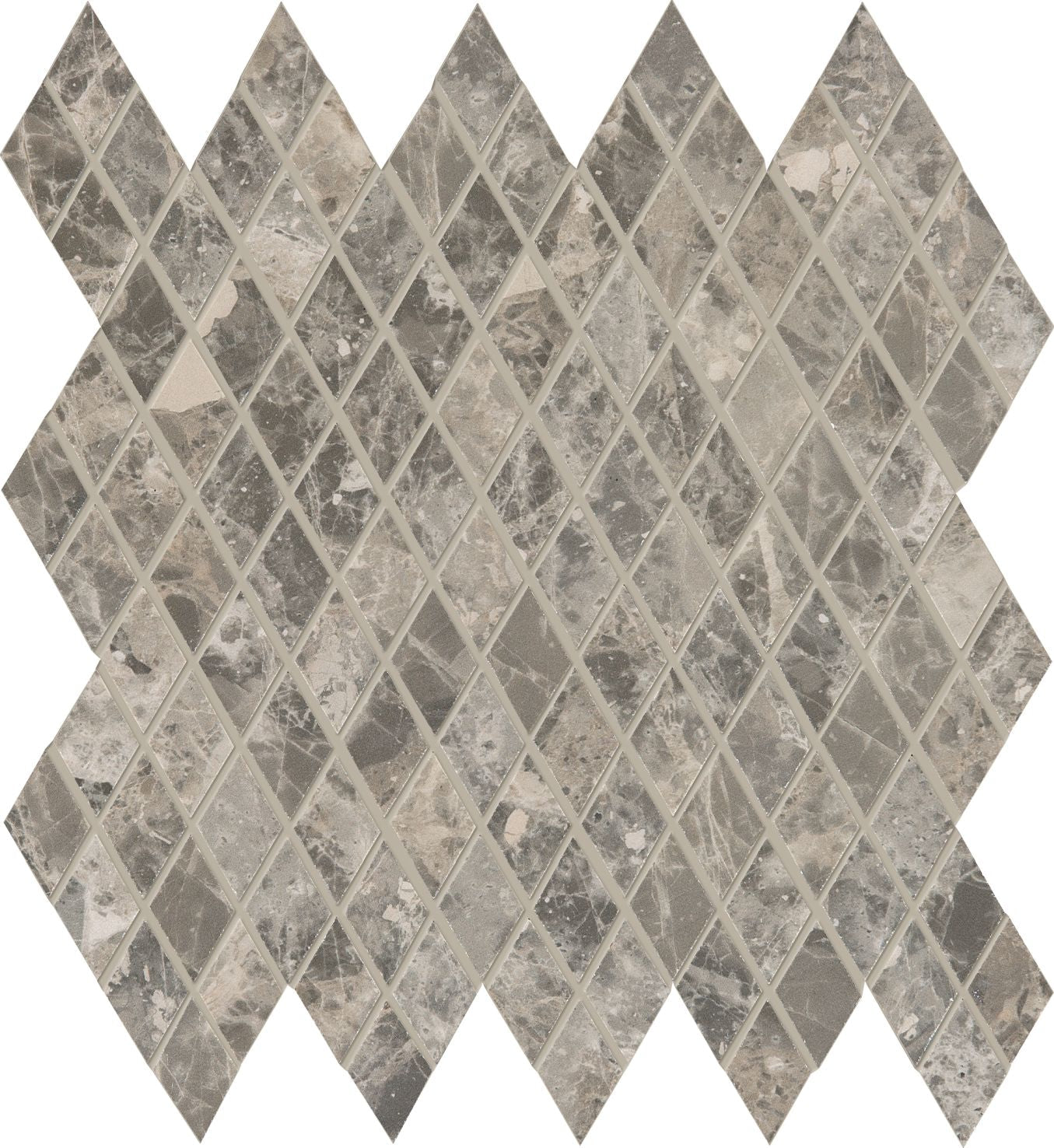 Tele Di Marmo: Breccia Braque Losanghe xs Diamond Mosaic (12"x12"x9.5-mm | glossy)