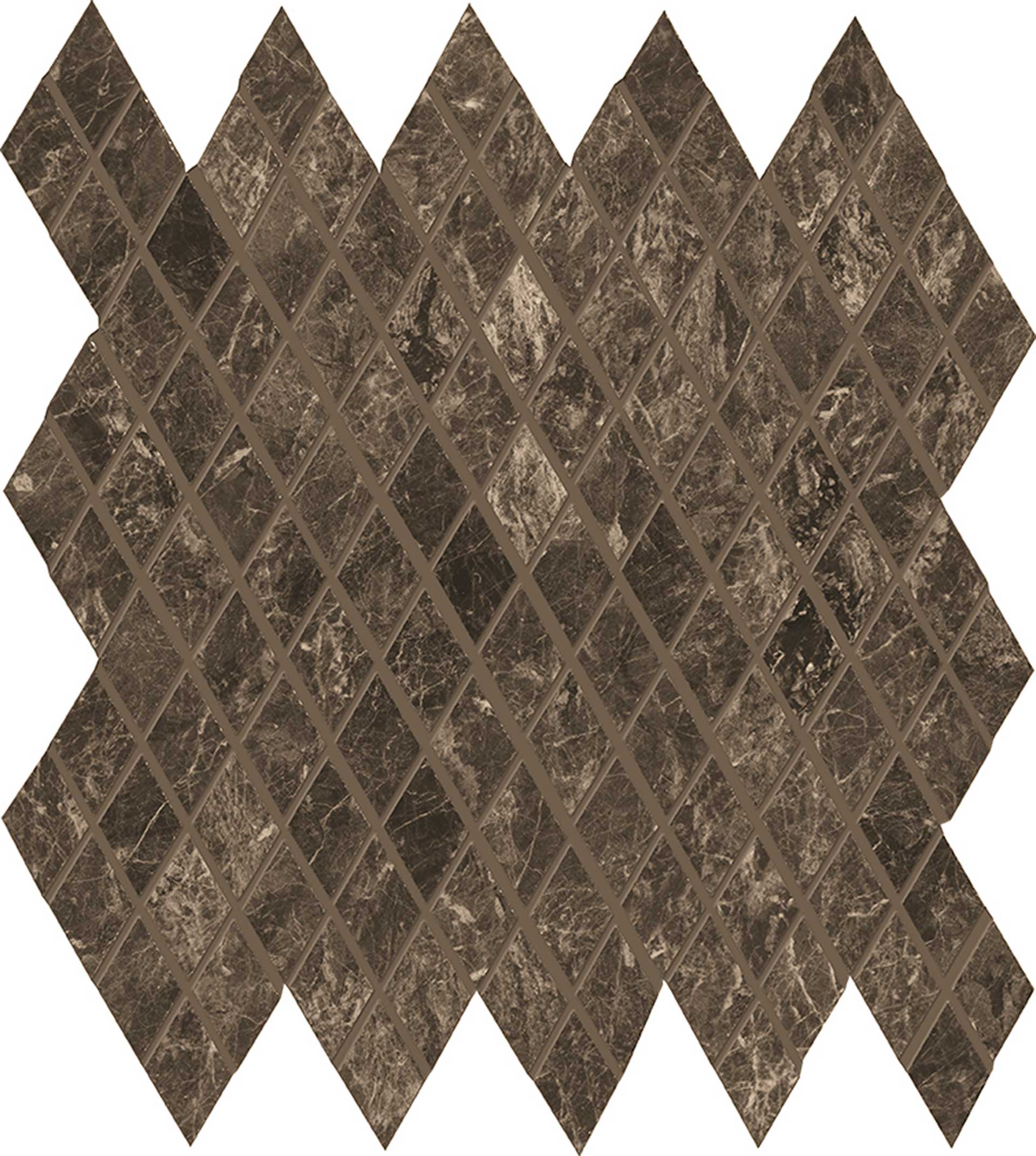 Tele Di Marmo: Frappuccino Pollock Losanghe xs Diamond Mosaic (12"x12"x9.5-mm | glossy)