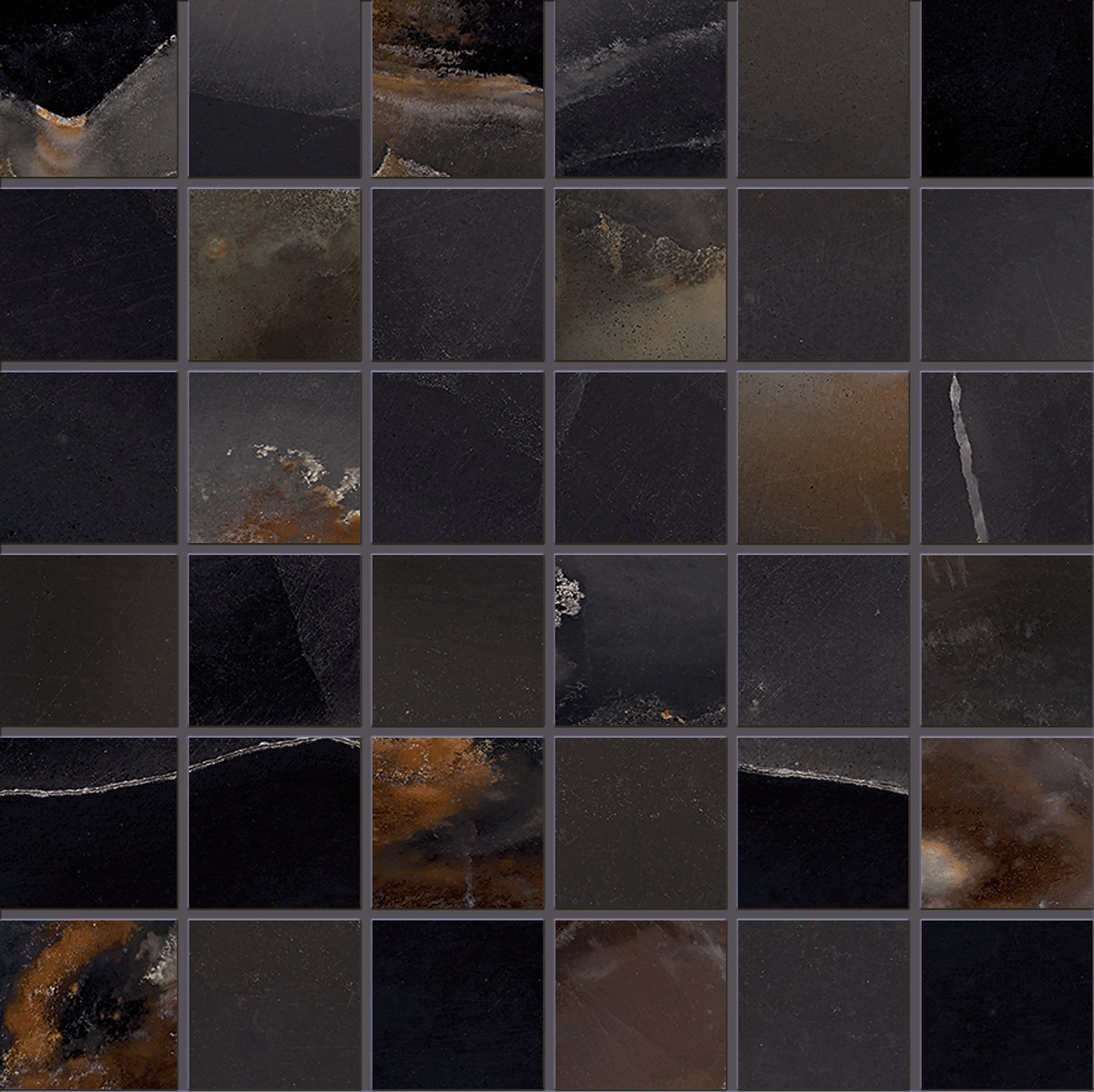 Tele Di Marmo Onyx: Onyx Black Straight Stack 2x2 Mosaic (12"x12"x9.5-mm | glossy)