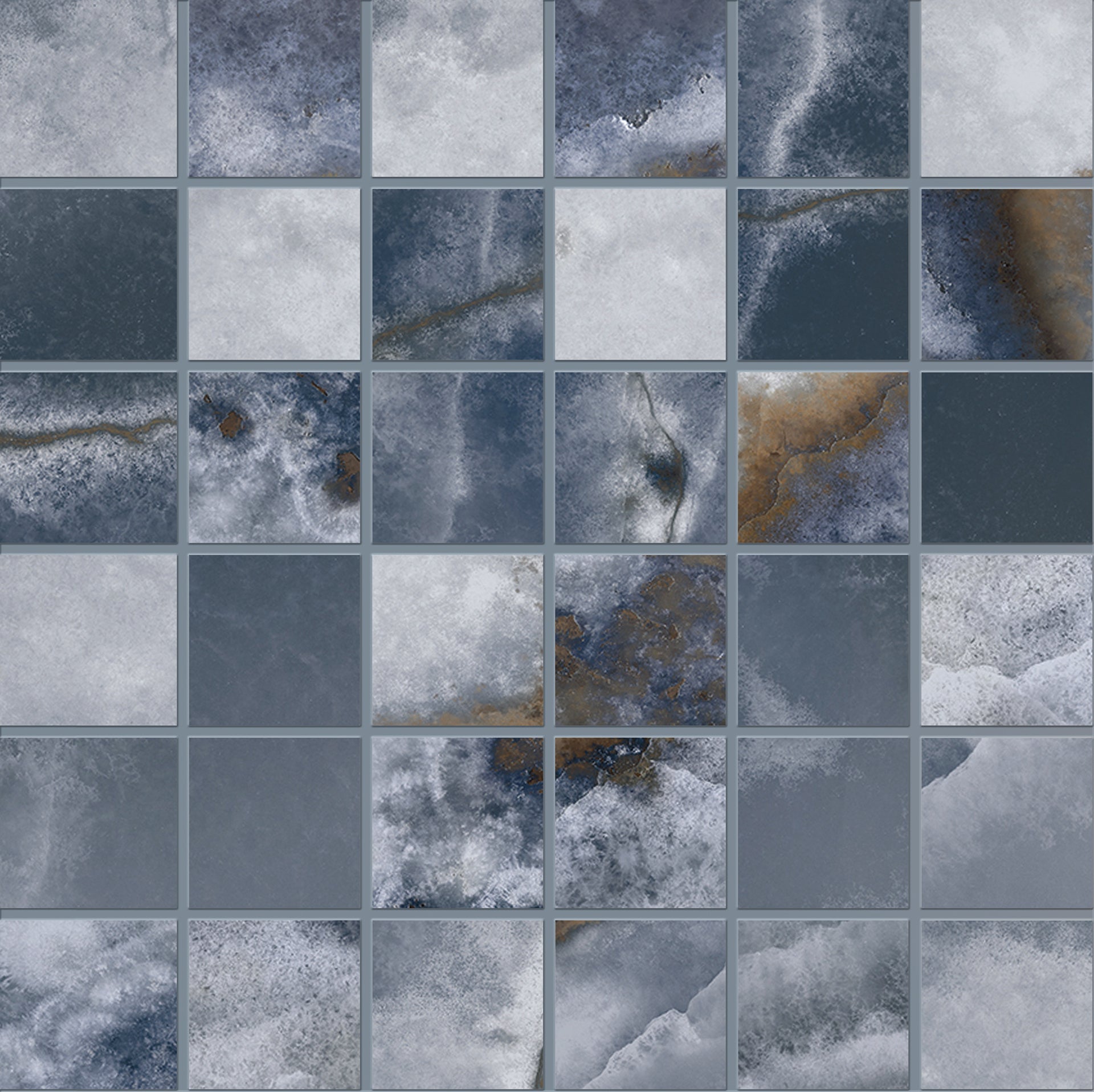 Tele Di Marmo Onyx: Onyx Blue Straight Stack 2x2 Mosaic (12"x12"x9.5-mm | glossy)