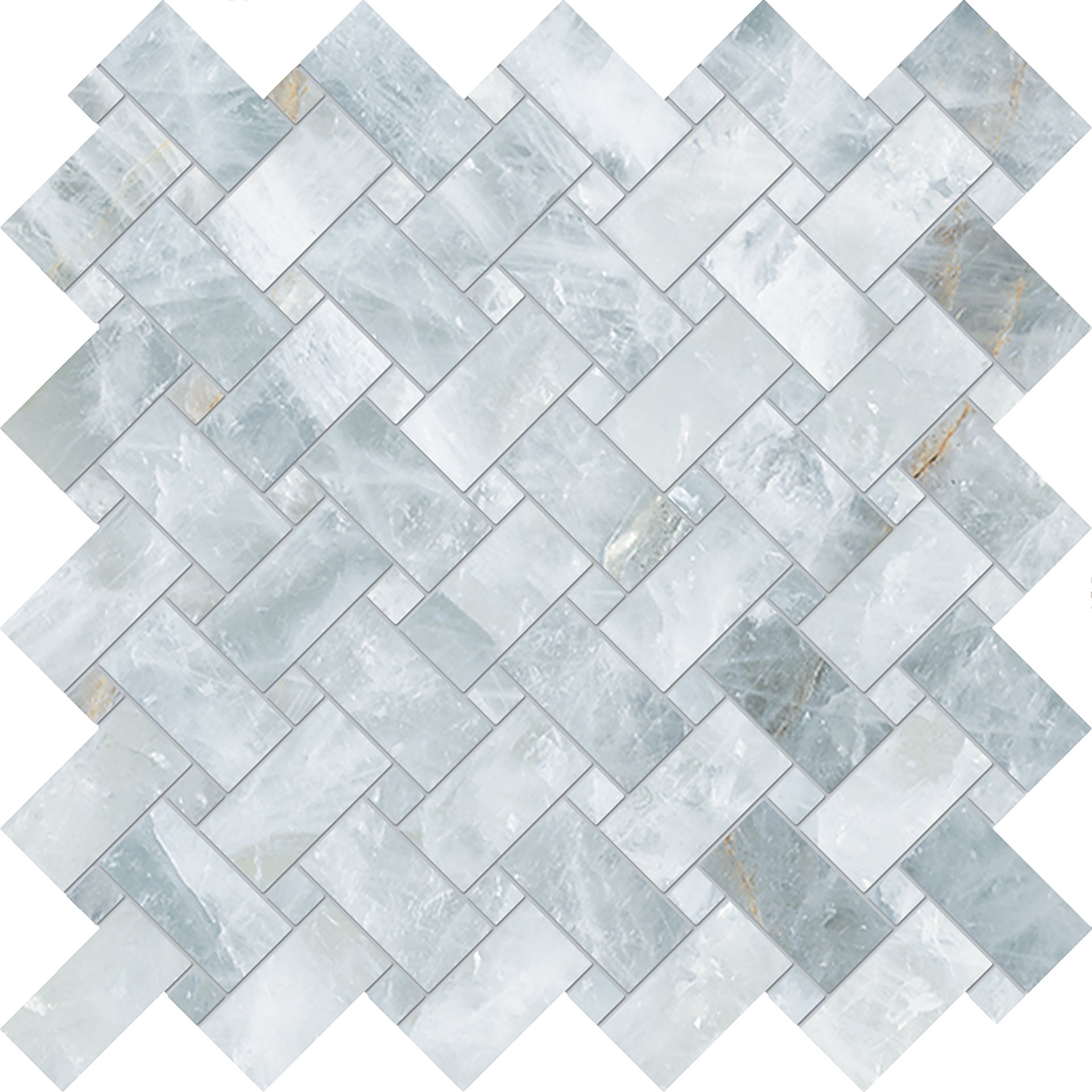 Tele Di Marmo Precious: Crystal Azure Basketweave Mosaic (12"x12"x9.5-mm | matte)