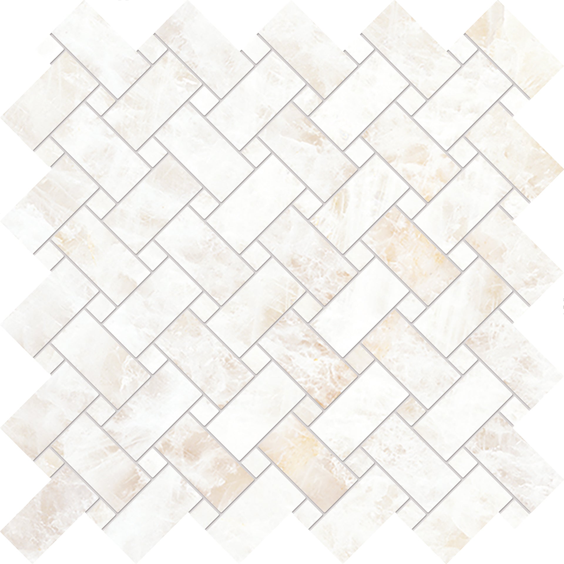 Tele Di Marmo Precious: Crystal White Basketweave Mosaic (12"x12"x9.5-mm | matte)