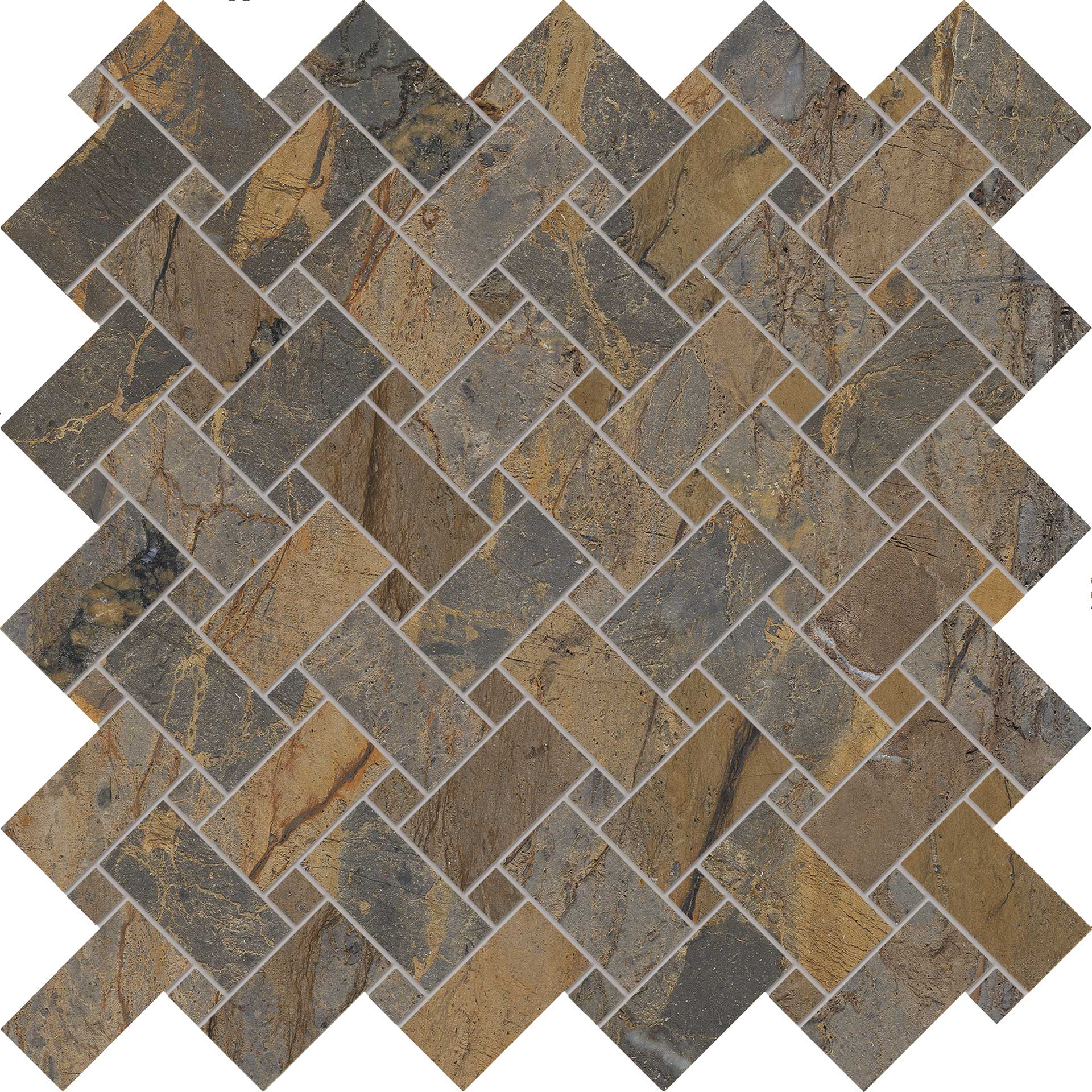 Tele Di Marmo Reloaded: Fossil Brown Malevic Basketweave Mosaic (12"x12"x9.5-mm | matte)