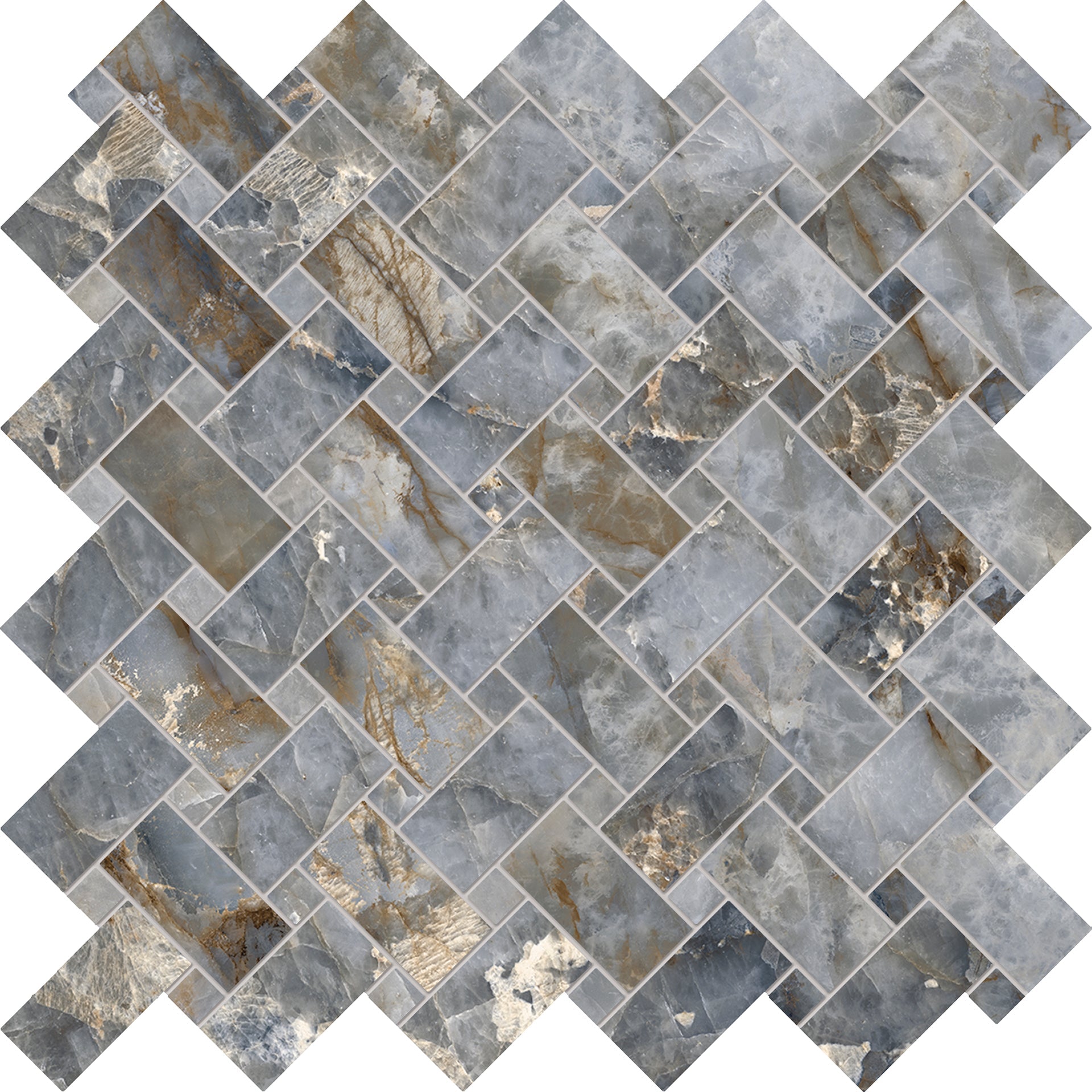 Tele Di Marmo Revolution: Marble Blu Ande Basketweave Mosaic (12"x12"x9.5-mm | matte)