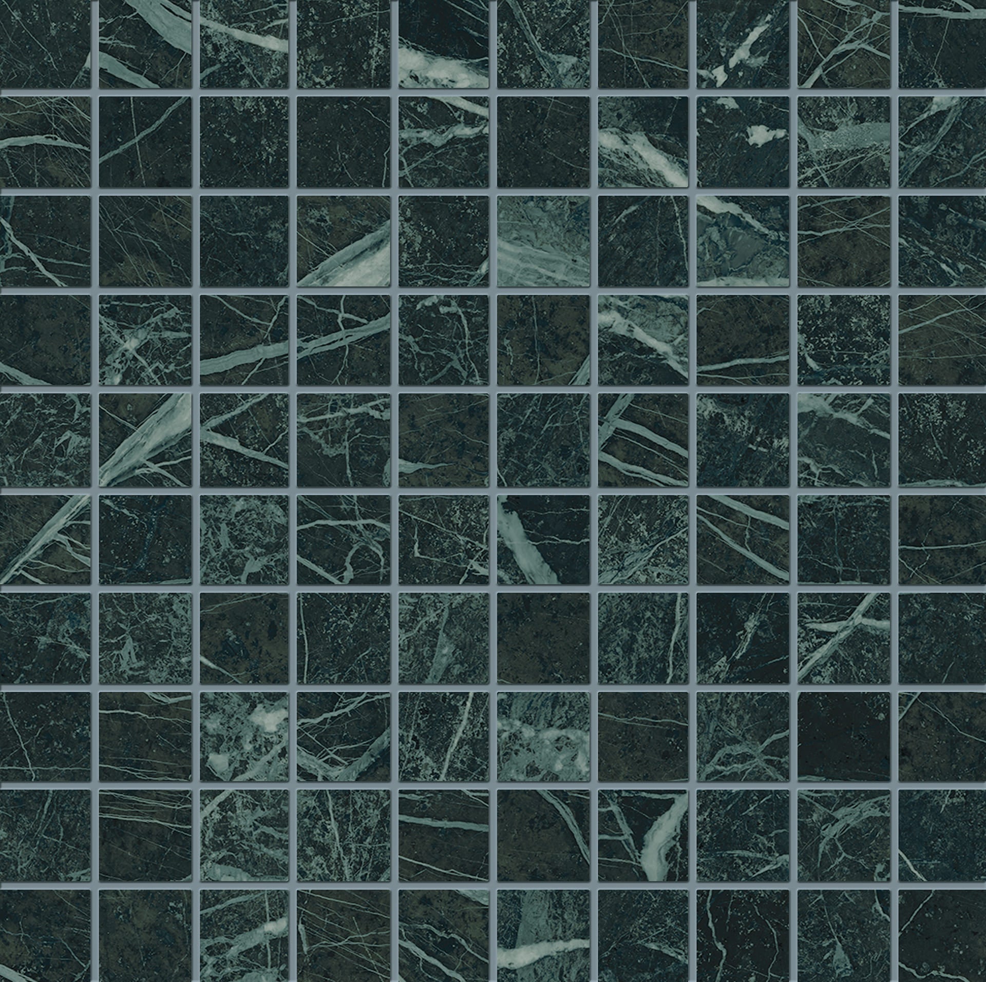 Tele Di Marmo Revolution: Verde Saint Denis Straight Stack 1x1 Mosaic (12"x12"x9.5-mm | glossy)