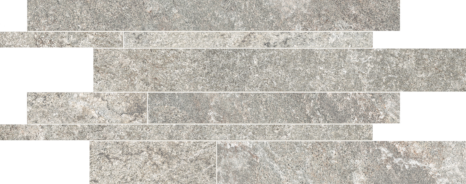 Oros Stone: Fondo Grey Listelli Sfalsati Slides Mosaic (12"x24"x9.5-mm | matte)