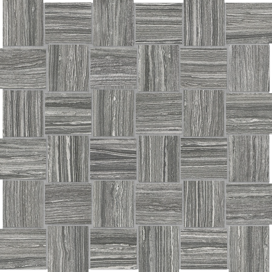 carbon basketweave 2x2-inch pattern glazed porcelain mosaic from eramosa anatolia collection distributed by surface group international matte finish straight edge edge mesh shape
