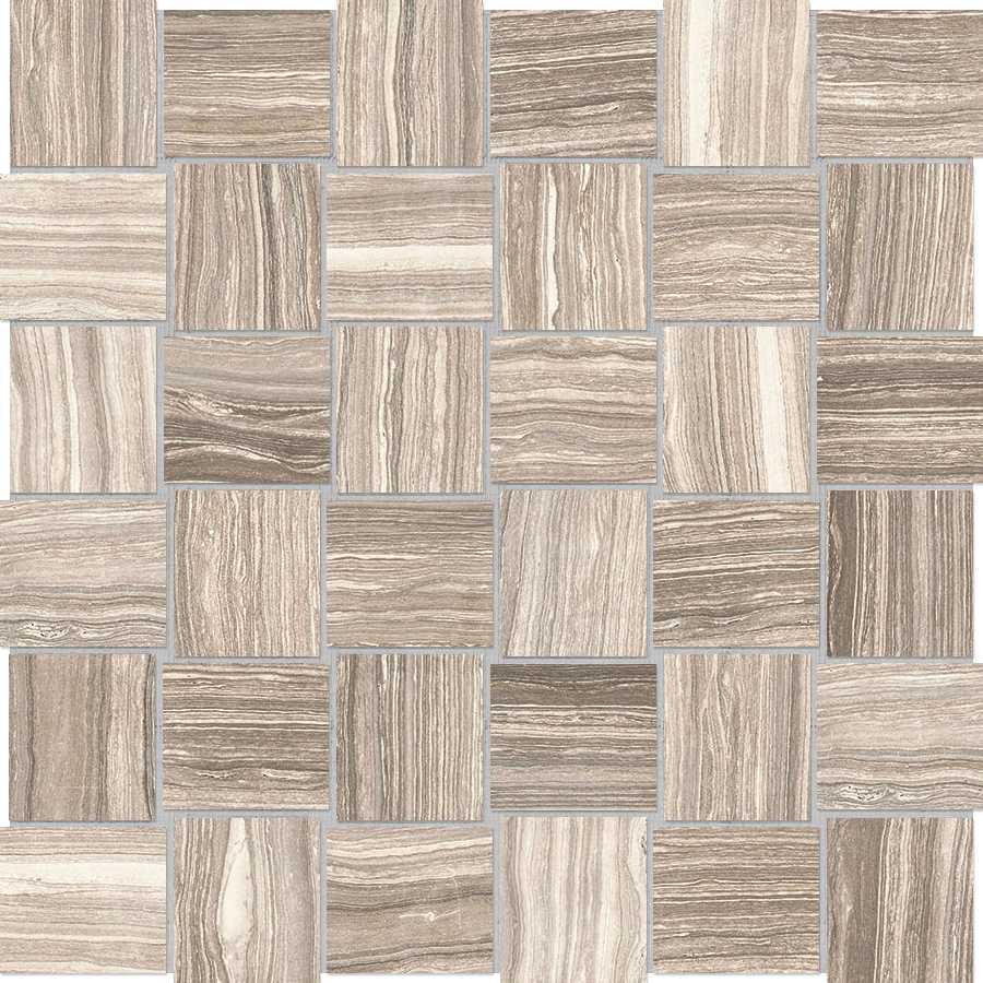 clay basketweave 2x2-inch pattern glazed porcelain mosaic from eramosa anatolia collection distributed by surface group international matte finish straight edge edge mesh shape