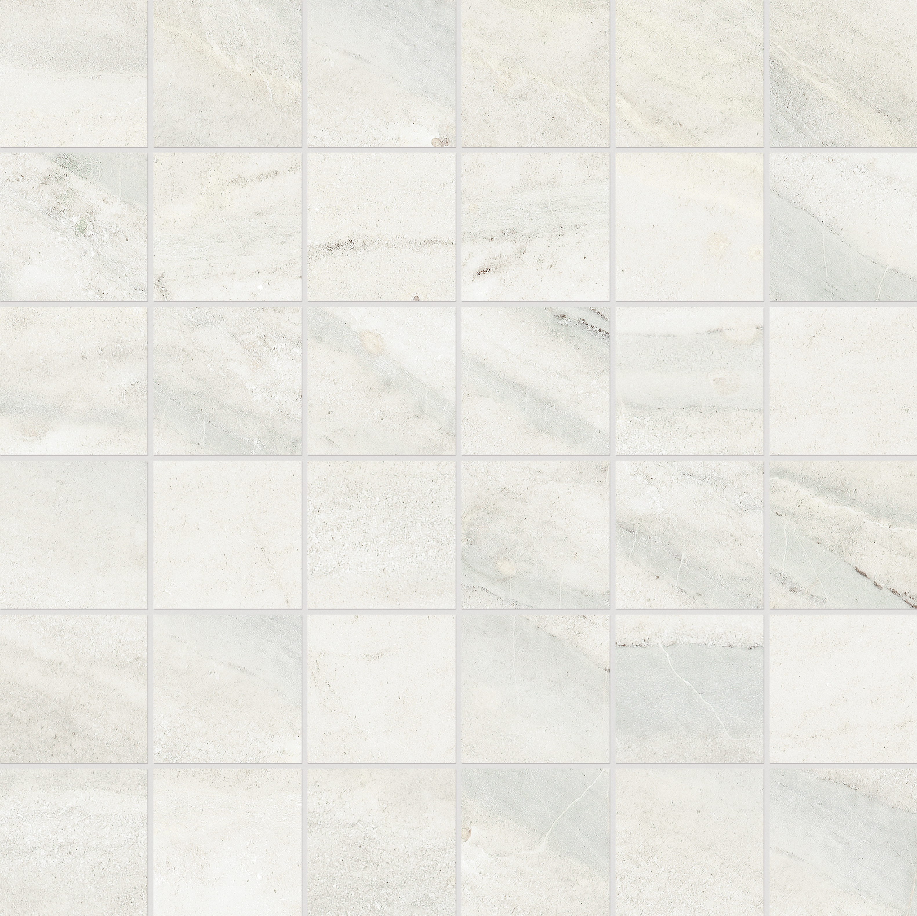 ice straight stack 2x2-inch pattern glazed porcelain mosaic from evolution anatolia collection distributed by surface group international matte finish straight edge edge mesh shape