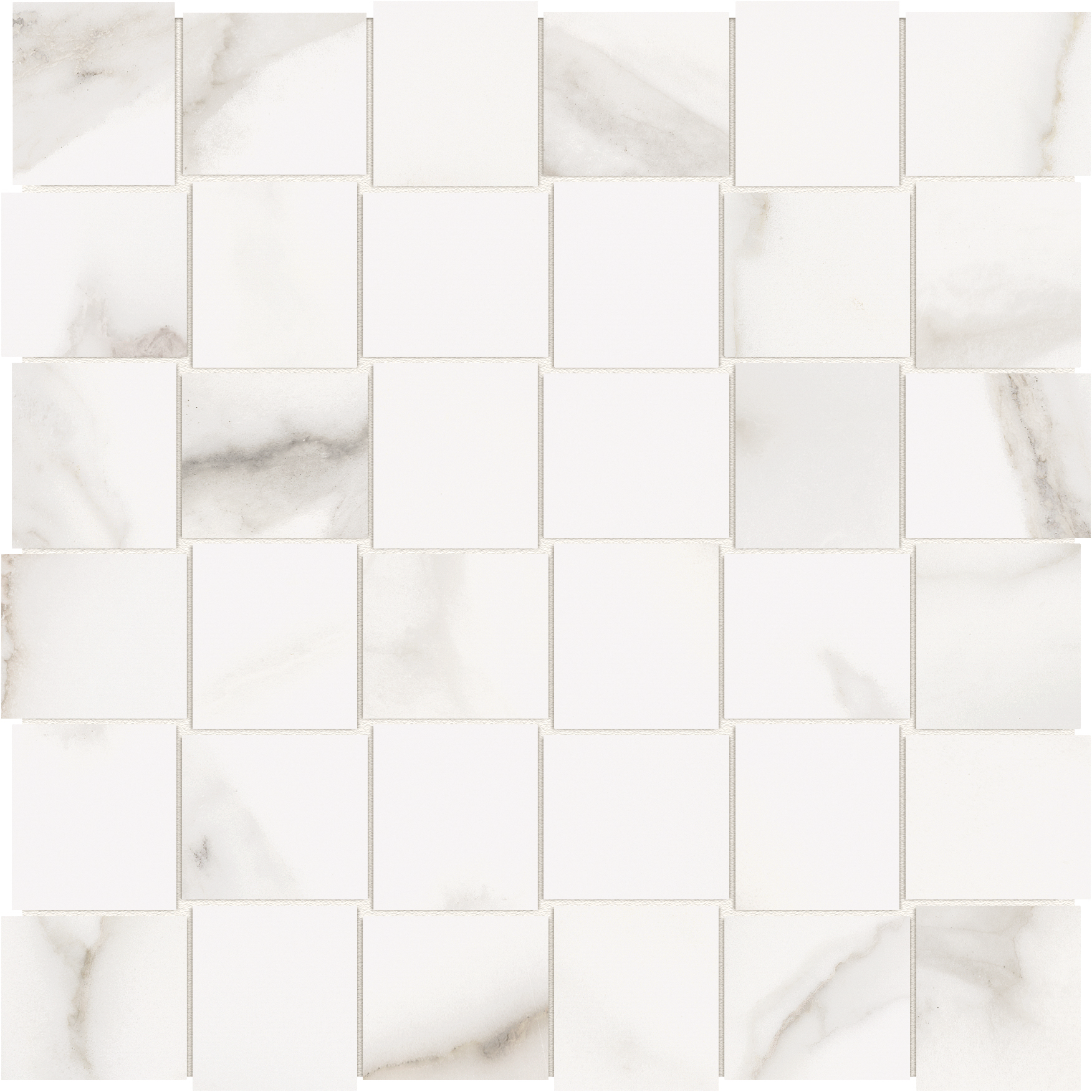 calacatta oro basketweave 2x2-inch pattern glazed porcelain mosaic from mayfair anatolia collection distributed by surface group international matte finish straight edge edge mesh shape