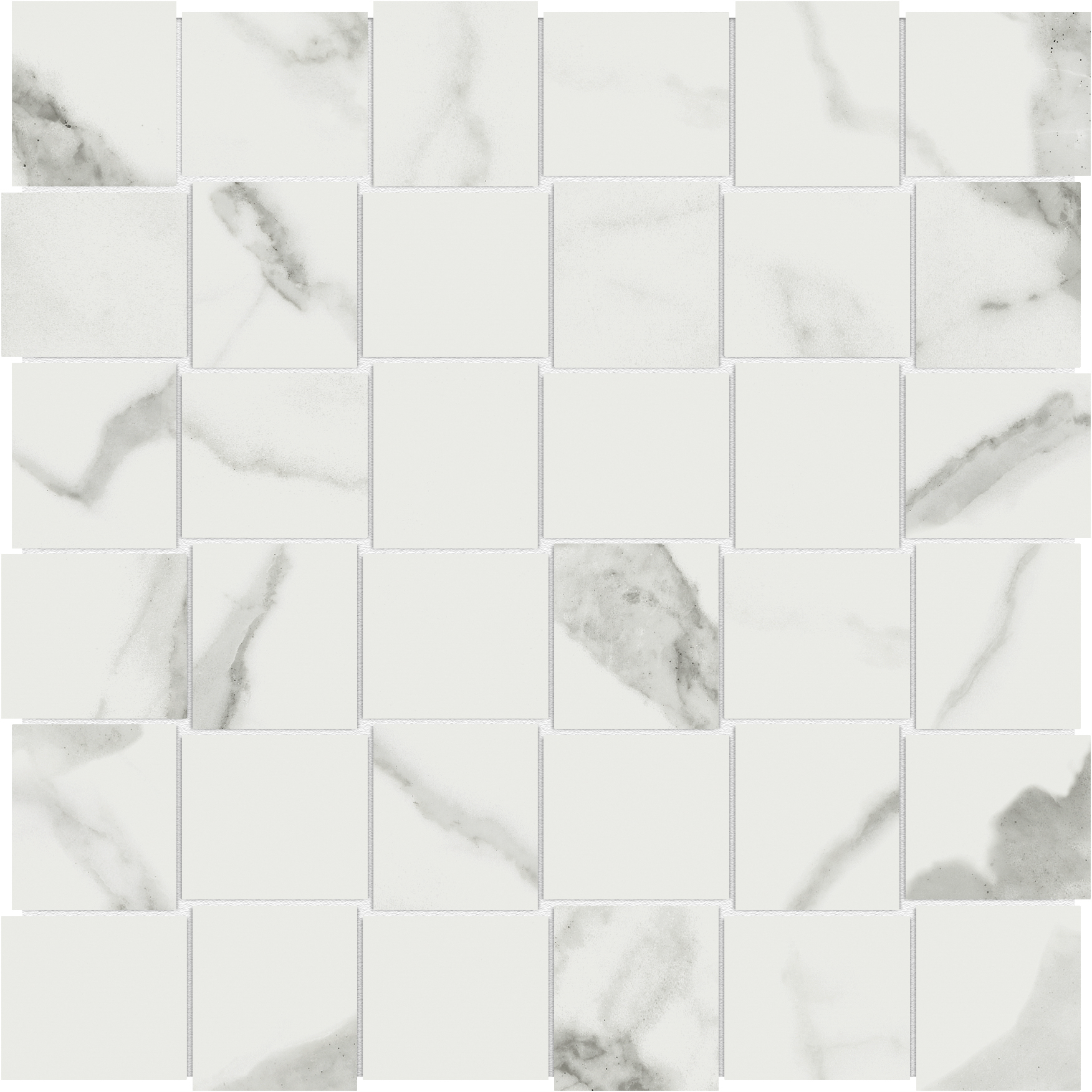 statuario venato basketweave 2x2-inch pattern glazed porcelain mosaic from mayfair anatolia collection distributed by surface group international matte finish straight edge edge mesh shape