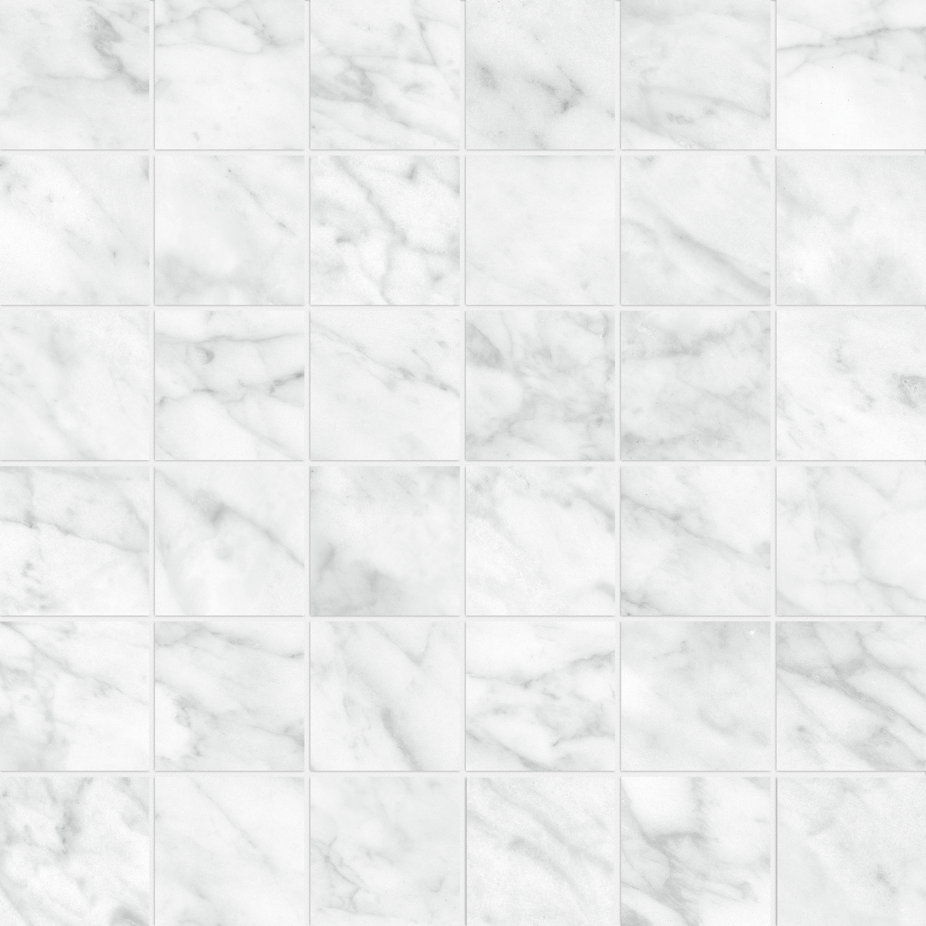 carrara gioia straight stack 2x2-inch pattern glazed porcelain mosaic from la marca anatolia collection distributed by surface group international honed finish straight edge edge mesh shape