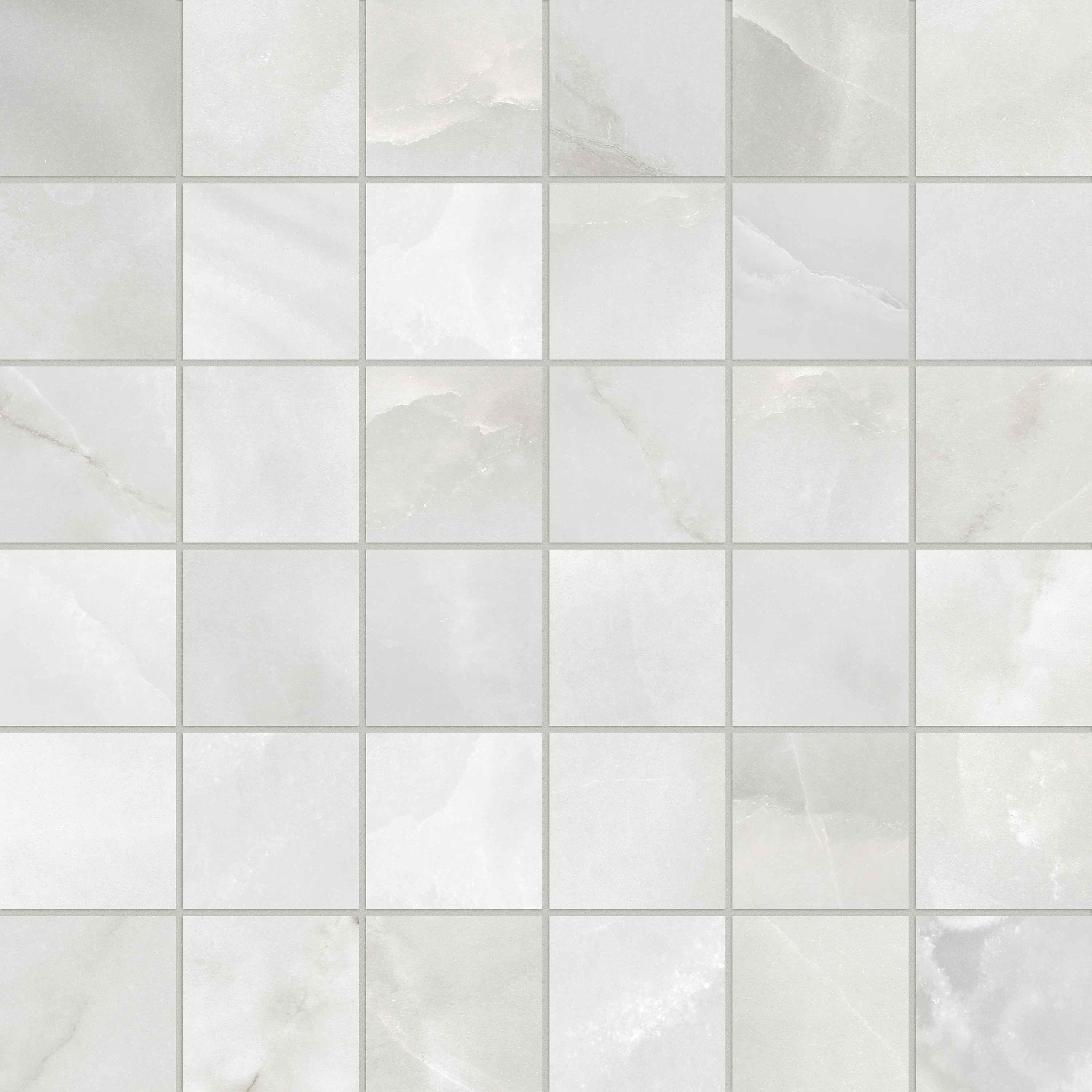 onyx nuvolato straight stack 2x2-inch pattern glazed porcelain mosaic from la marca anatolia collection distributed by surface group international honed finish straight edge edge mesh shape