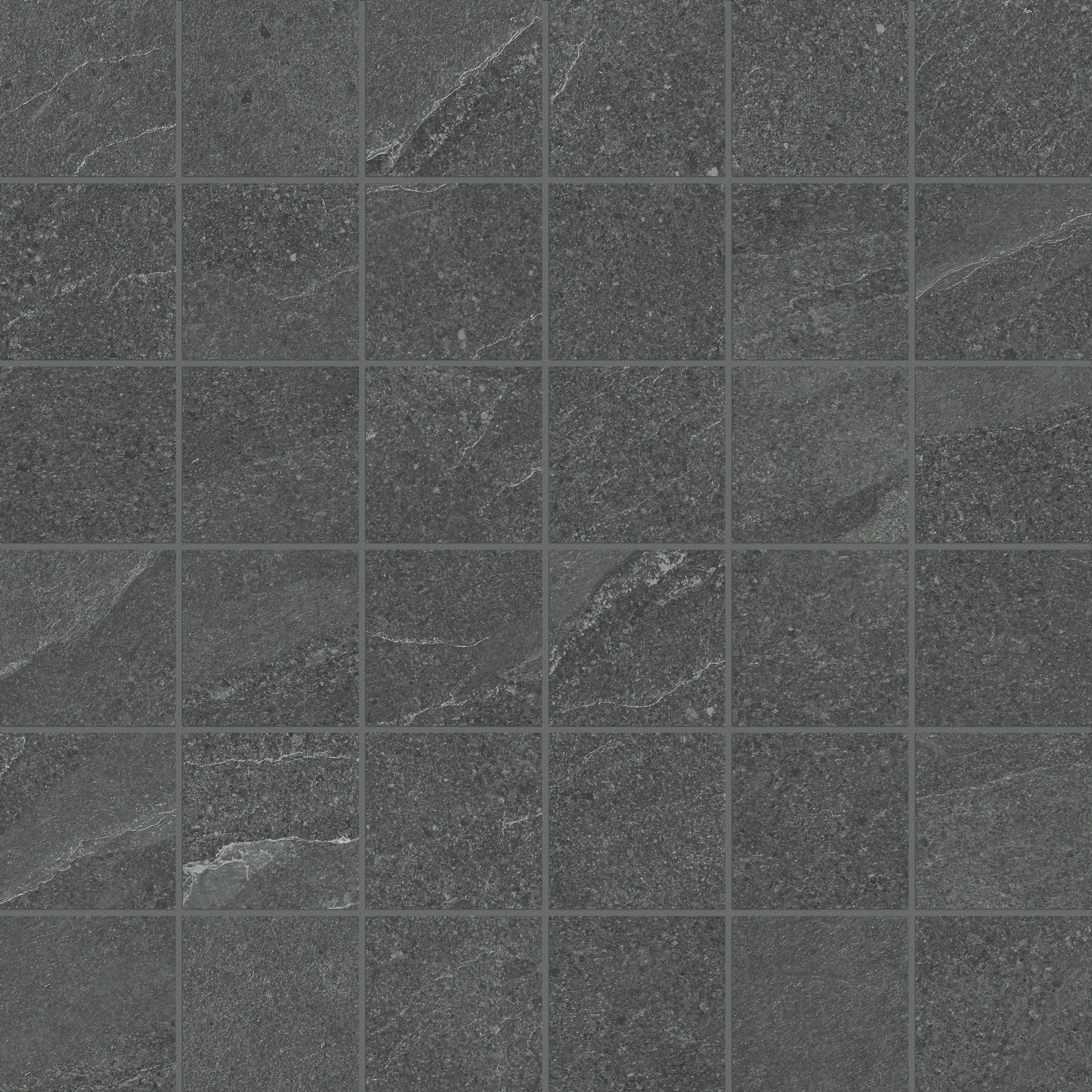 carbon straight stack 2x2-inch pattern color body porcelain mosaic from nord anatolia collection distributed by surface group international matte finish straight edge edge mesh shape