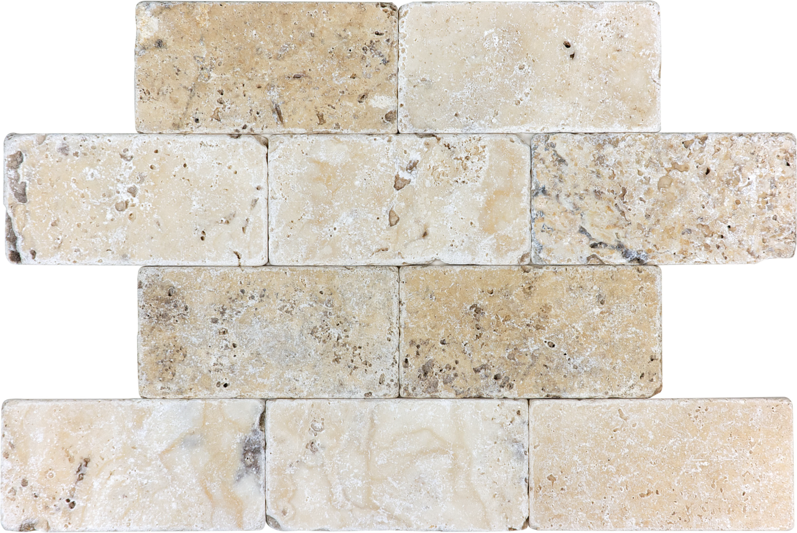 travertine pattern natural stone field tile from picasso anatolia collection distributed by surface group international tumbled finish tumbled edge 3x6 rectangle shape
