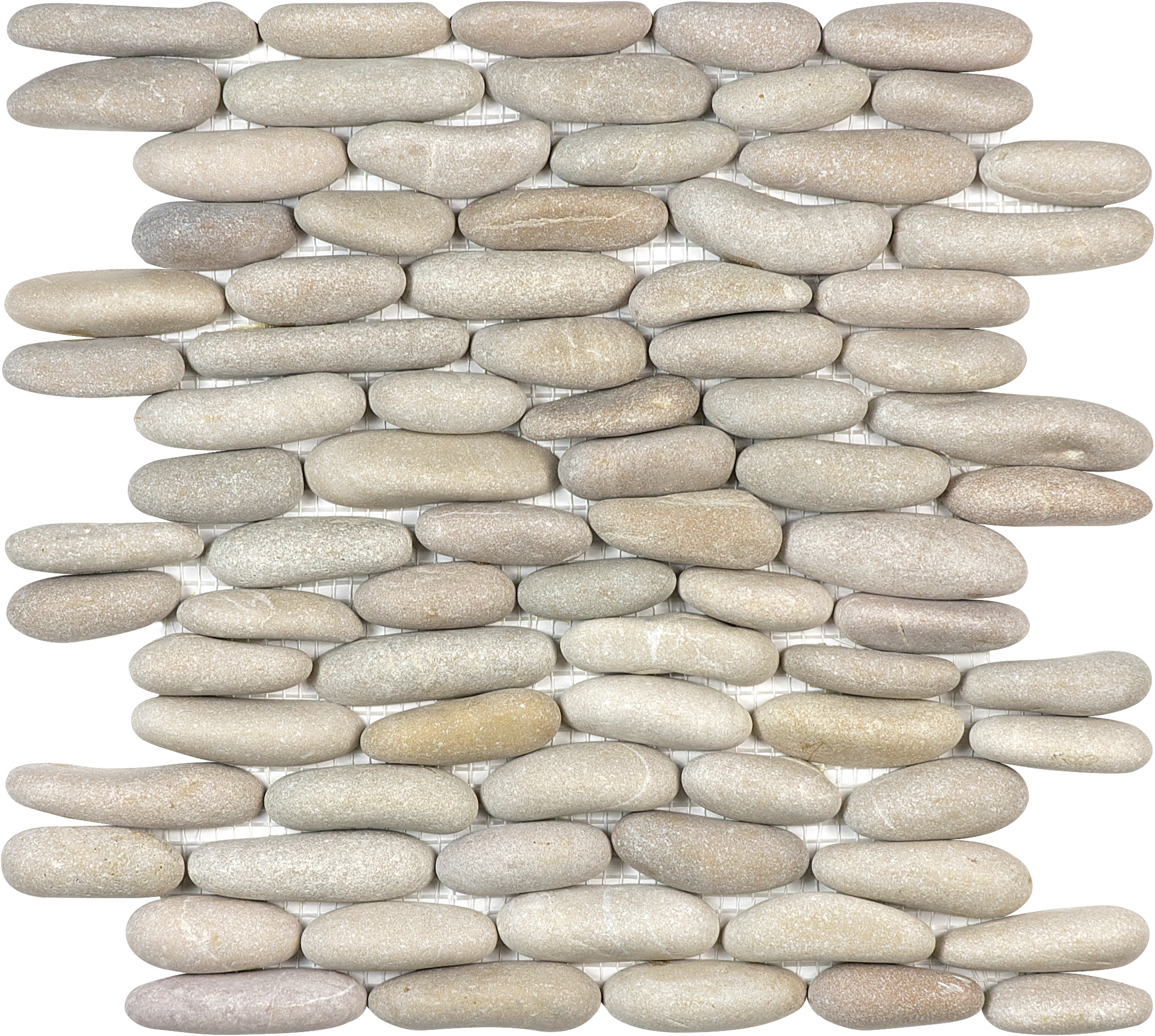 BUY ONLINE: Zen Driftwood Tan Pebble Stacked Pebble Wall Mosaic |  10⅜\