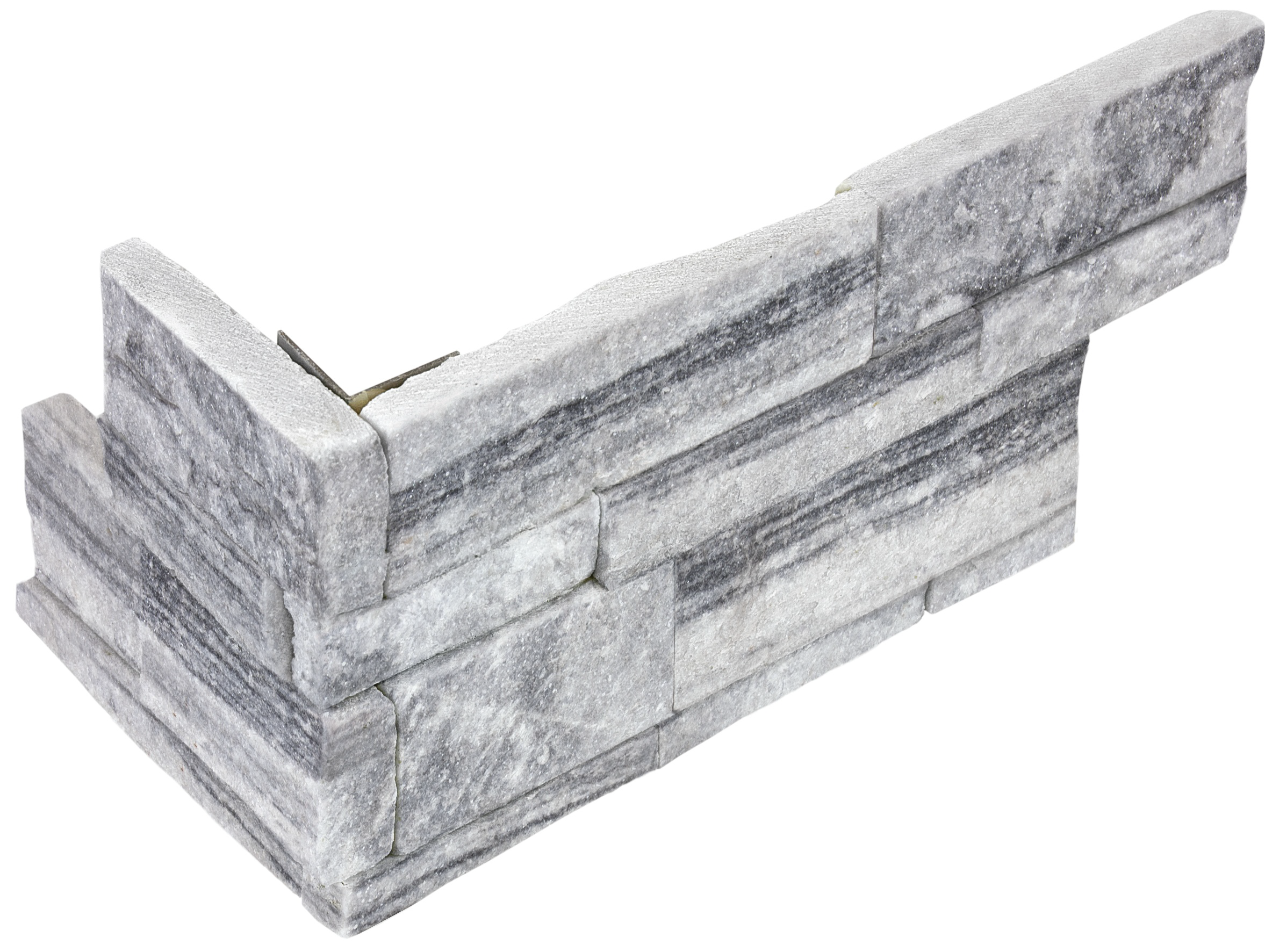 quartzite nordic crystal pattern natural stone corner shelf molding from ledger stone anatolia collection distributed by surface group international split face finish straight edge edge 6x18 bar shape