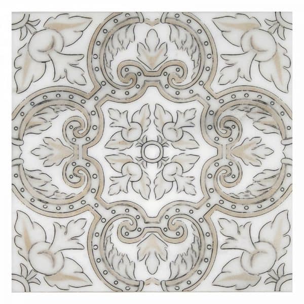 arya autumn classic carrara natural marble square shape deco tile size 12 by 12 inch for interior kitchen and bathroom vanity backsplash wall and floor wet areas distributed by surface group and produced by artistic tile in united states