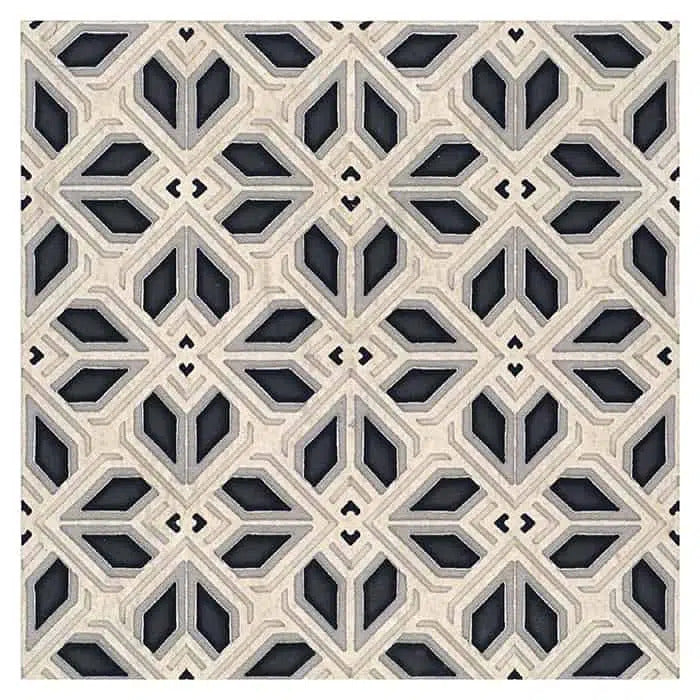 avery charcoal petite perle blanc natural limestone square shape deco tile size 12 by 12 inch for interior kitchen and bathroom vanity backsplash wall and floor wet areas distributed by surface group and produced by artistic tile in united states