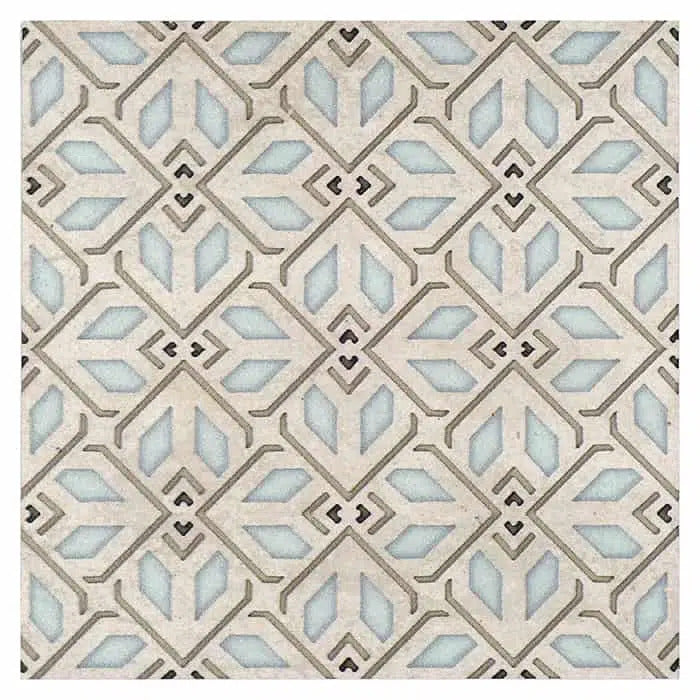 avery sky petite perle blanc natural limestone square shape deco tile size 12 by 12 inch for interior kitchen and bathroom vanity backsplash wall and floor wet areas distributed by surface group and produced by artistic tile in united states
